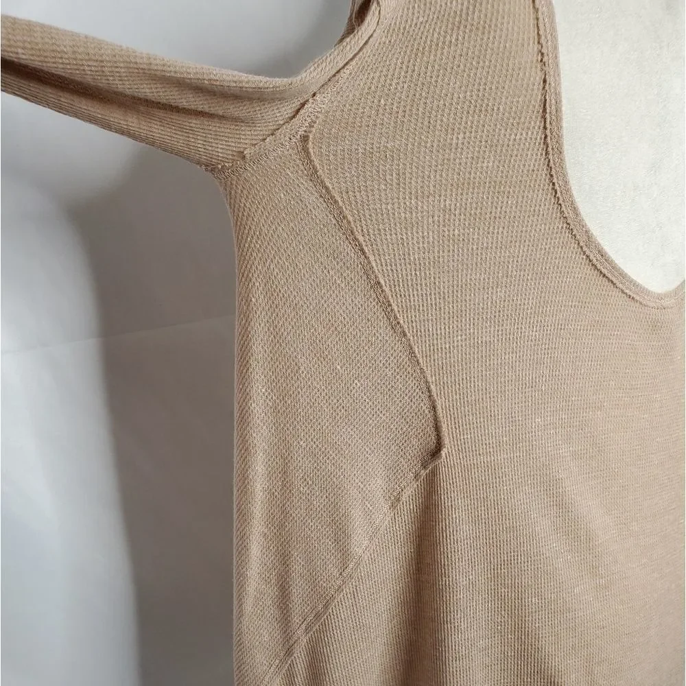 FREE PEOPLE oversized shirt cream the‎ incredible tee long sleeve thermal top XS